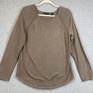 Jeanne Pierre cotton sweater L cappuccino brown curved hem minimalist neutral
